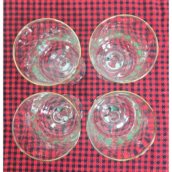 Vintage 1986 Arby's Holly/Berry Christmas Goblets w/Gold Trim 12oz Set of 4 - Picture 3 of 6